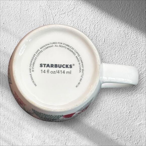 Starbucks Christmas Trees Winter Holiday Mugs (2)14 oz Coffee Hot Chocolate Cups - Picture 4 of 7